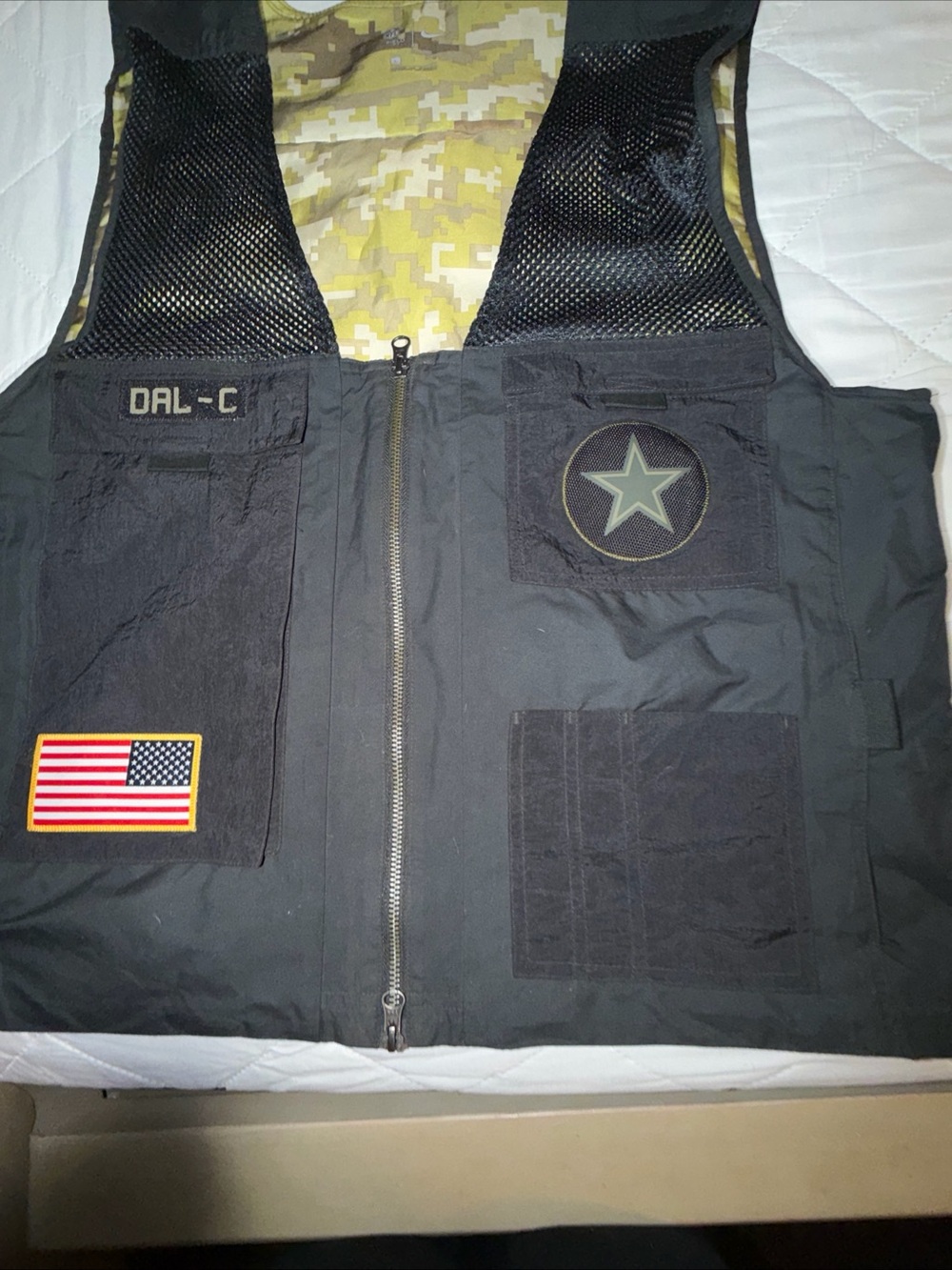 NFL Black Tactical Field Vest with Star Patch and Flag Dallas Cowboys